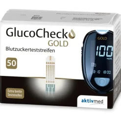 GlucoCheck GOLD Blutzuckermessgerät mmol/l + 110 Blutzuckerteststreifen