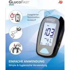 Glucofast Duo Blutzuckermessgerät mg/dl inkl. 10 Teststreifen