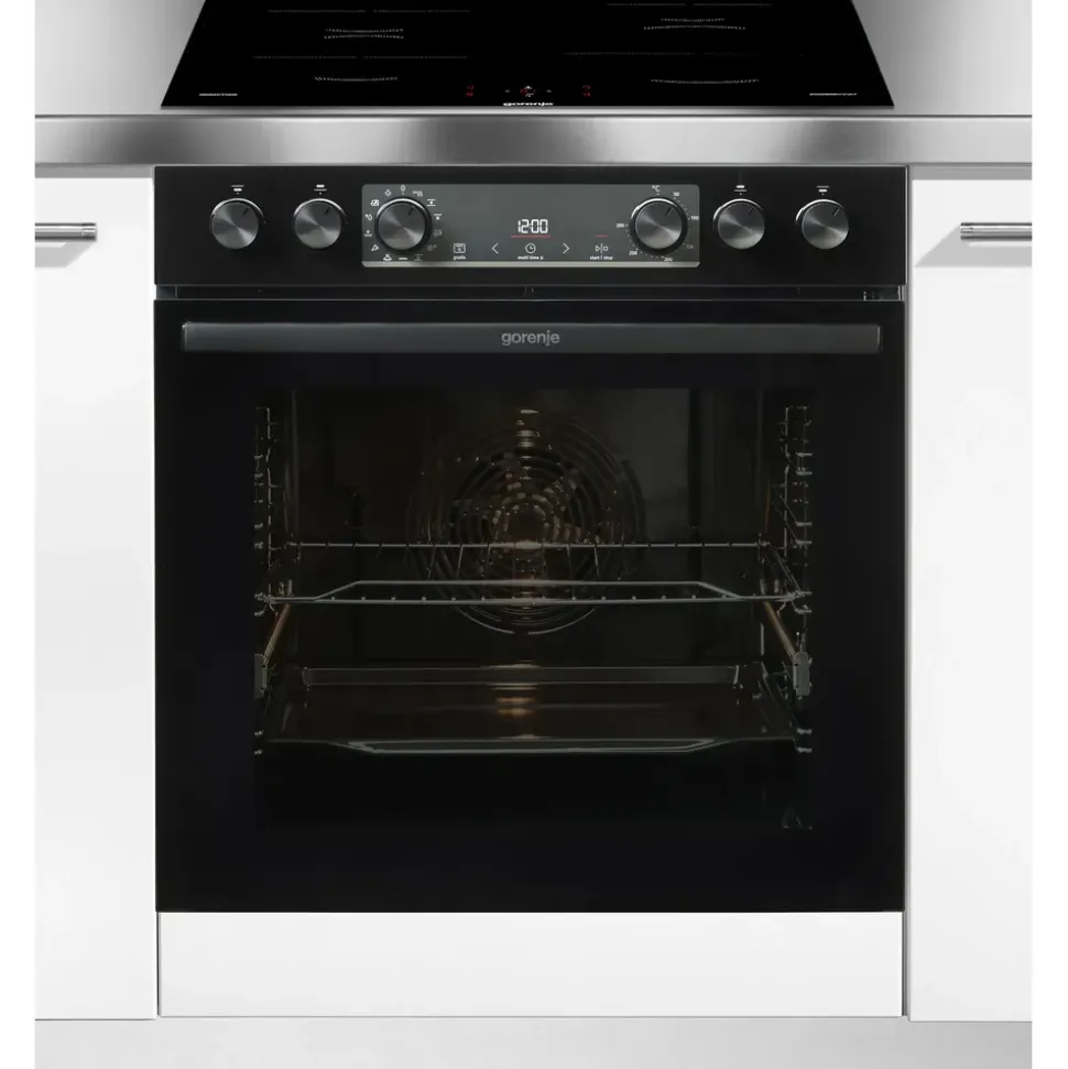 Gorenje BCSI737DBGOT Induktions Herd-Set mit 1-fach-Teleskopauszug, ecoClean Plus, Pizzafunktion
