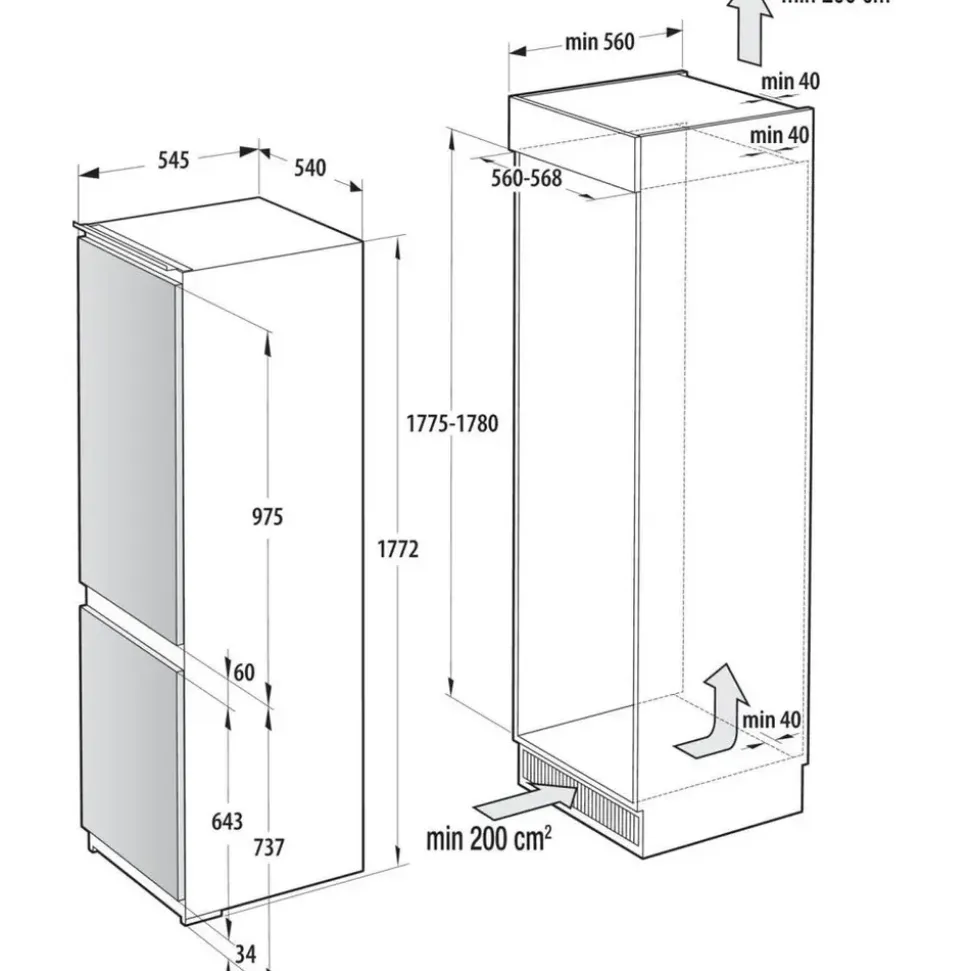 Gorenje NRKI517 Einbau-Kühlgefrierkombination