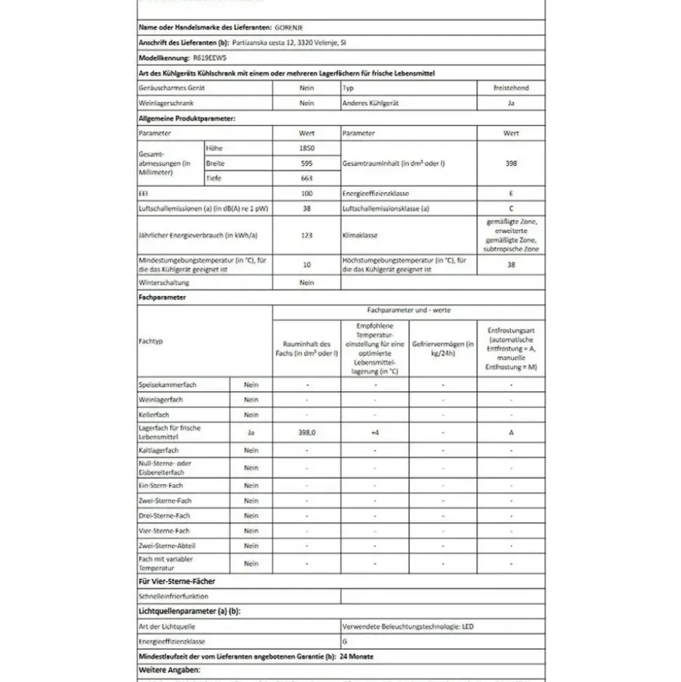 Gorenje R619EEW5 Kühlschrank (398 l, 1850 mm hoch, Weiß)