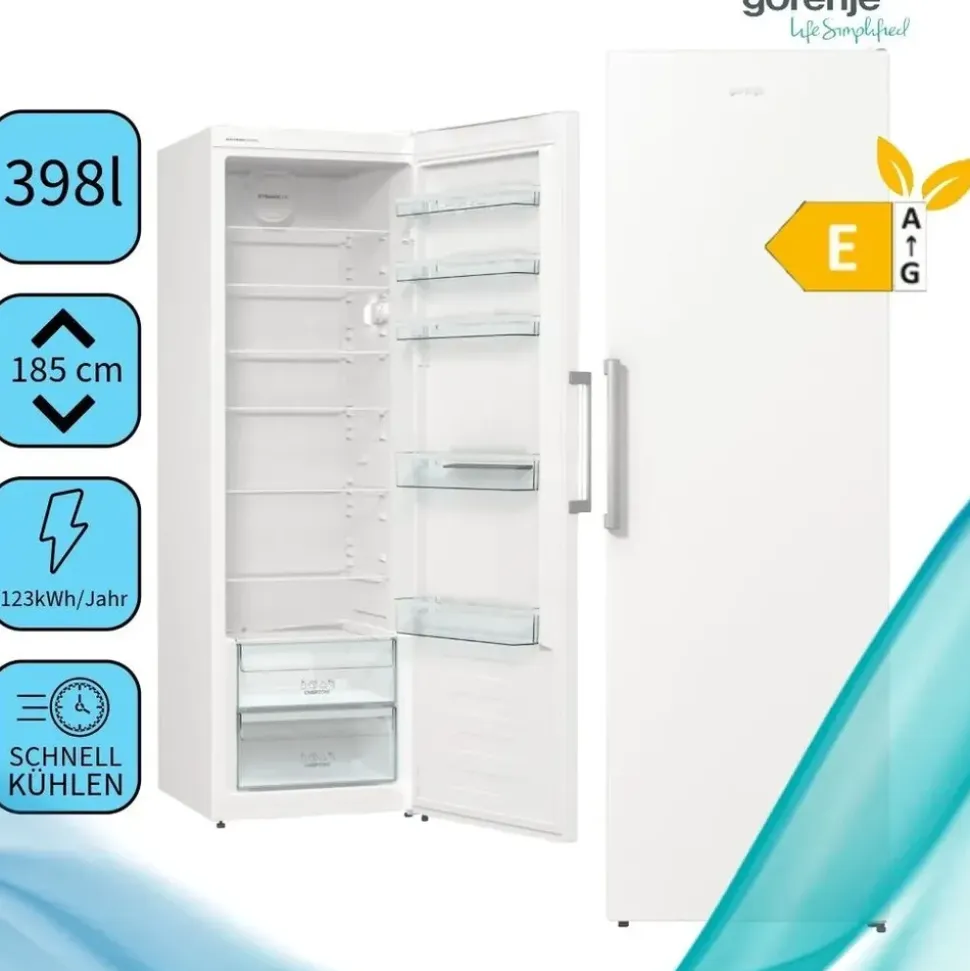 Gorenje R619EEW5 Kühlschrank (398 l, 1850 mm hoch, Weiß)