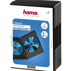 Hama 51294 DVD-Doppel-Leerhülle mit Folie 5er-Pack schwarz
