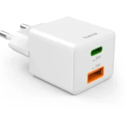 Hama Schnellladegerät, 1x USB-C 1x USB-A Mini-Ladegerät, 30 W, Weiß