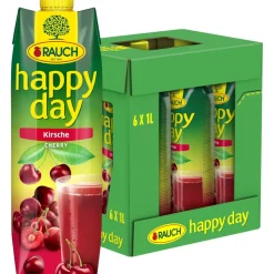 Happy Day Rauch Happy Day Kirsche | aus ausgewählten Sauerkirschen | unvergleichliches Fruchtvergnügen | 6x 1l Tetra Prisma