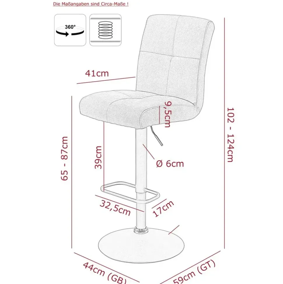 Hela Barhocker LENI Microfaser schwarz 2er Set