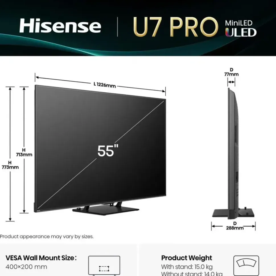 Hisense U7Q PRO MiniLED ULED 4K Smart TV