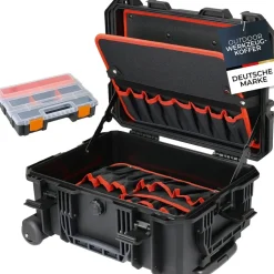 HMF Outdoor Werkzeugtrolley leer mit Rollen schwarz 46,5 x 36 x 22,5 cm