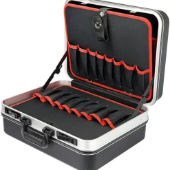 HMF Werkzeugkoffer Leer Werkzeugkiste Groß schwarz 47 x 40 x 22 cm