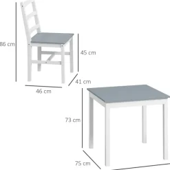Homcom Essgruppe 3er-Set, Esstisch mit 2 Stühlen, Küchentisch-Set für 2 Personen