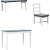Homcom Essgruppe Esstisch mit 2 Stühlen, Bank 4-Teiliges Esstisch-Set Esszimmergruppe mit Leinenoptik, Kiefernholz, Grau, Weiß 108L x 65B x 75H cm