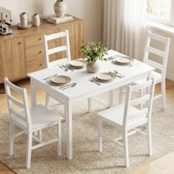 Homcom Essgruppe Kiefernholz 118L x 73B x 75H cm Weiß