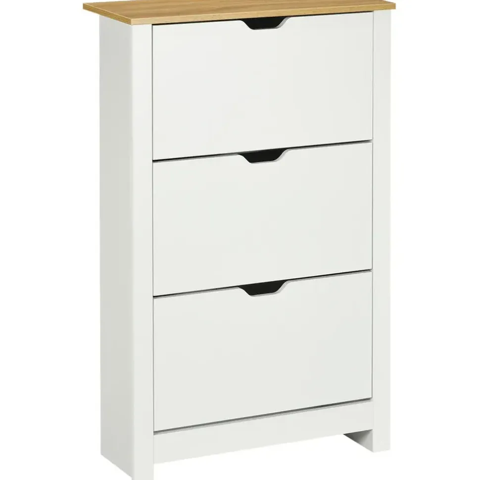 Homcom Schuhschrank 72 x 112 x 26 cm mit 3 Schubladen weiß / weiß