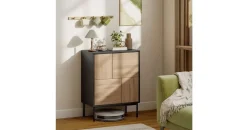 Homcom Sideboard 60 x 75 x 35 cm Schwarz / Naturholz