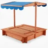 Home Deluxe Holzsandkasten Buddelkiste mit Dach Blau