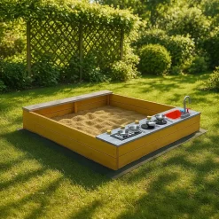 Home Deluxe Holzsandkasten COOKY mit Spielküche braun