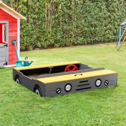 Home Deluxe Holzsandkasten KIDDY mit Dach Hellgrau