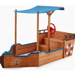 Home Deluxe Holzsandkasten MATSCHEKISTE mit Dach Blau