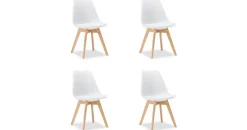 Homestyle4u Küchenstuhl Holz gepolstert Weiß 4er Set