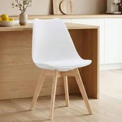 Homestyle4u Küchenstuhl Holz gepolstert Weiß 4er Set