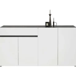 hom'in Sideboard 180 x 89 x 43 cm Grau / Weiß