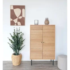 House Nordic Highboard KYOTO 80 x 130 cm Braun / Schwarz