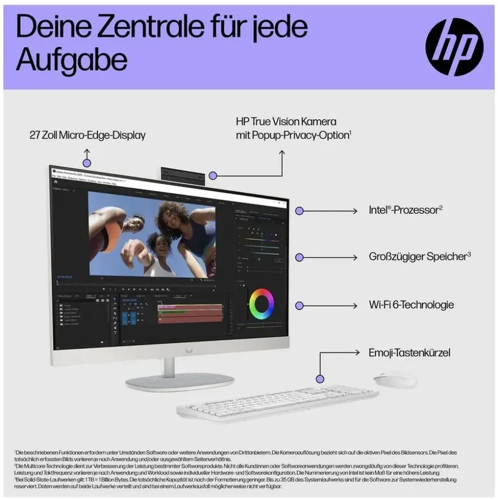 HP 27-cr0402ng All-in-One 2023 27" Full HD IPS Intel Core i5 1335U 1,3 GHz 16 GB RAM 1 TB SSD Intel Iris Windows 11 Home