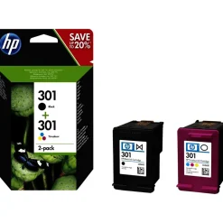 HP 301 schwarz + CMY