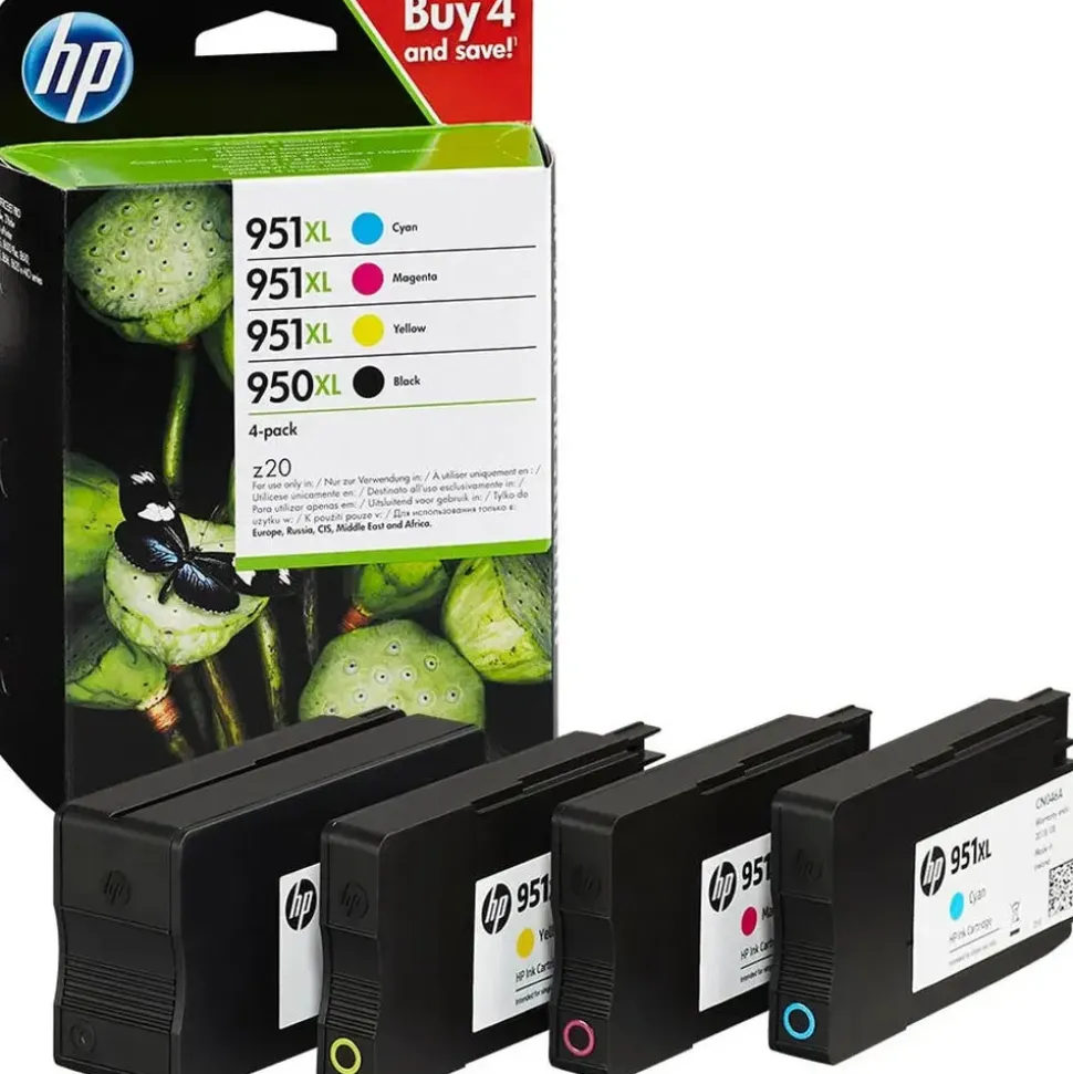 HP 950XL schwarz + 951XL CMY