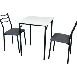 Hti-Living Essgruppe Thora 3-teilig Tischplatte Weiß - Braun/Schwarz