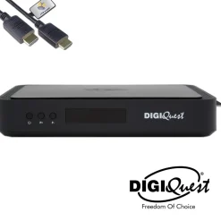 hts e-com DigiQuest Q99 4K UHD TiVuSat Receiver inkl. Karte + WiFi Stick – tivùsat zertifiziert (nicht aktiviert), HEVC HDR, PVR Ready, LAN, USB, HDMI-Kabel
