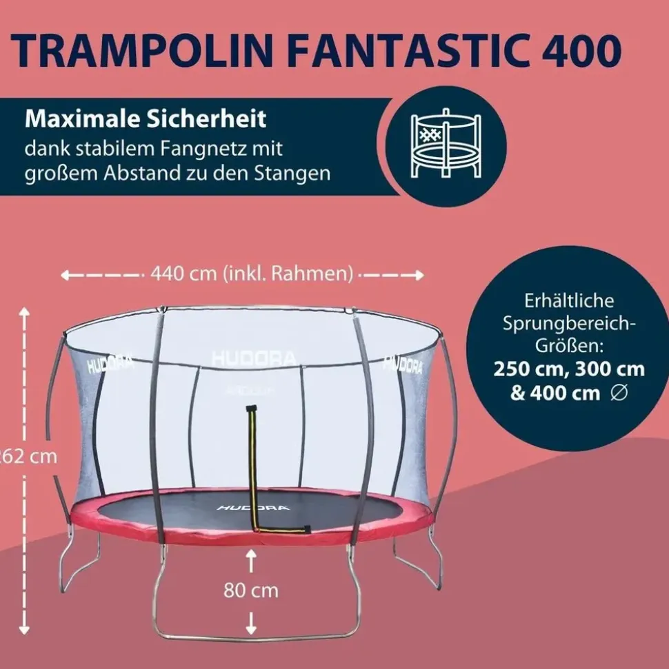 Hudora Fantastic 400V 400 cm inkl. Sicherheitsnetz rot