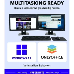 HYPER BYTE Ultra Office PC Intel Core i5 4,3 GHz 16 GB RAM 512 GB SSD GT 730 Windows 11 Pro