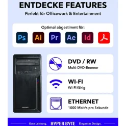HYPER BYTE Ultra Office PC Intel Core i5 4,3 GHz 16 GB RAM 512 GB SSD GT 730 Windows 11 Pro