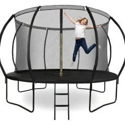 HyperMotion Gartentrampolin 366 cm inkl. Sicherheitsnetz und Leiter Schwarz