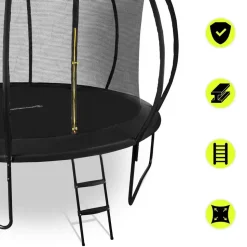 HyperMotion Gartentrampolin 366 cm inkl. Sicherheitsnetz und Leiter Schwarz
