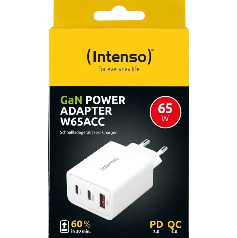 Intenso Power Adapter W65ACC GaN Ladegerät, Weiß