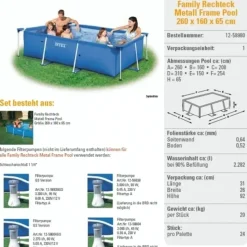 Intex Family Frame 260 x 160 x 65 cm ohne Filterpumpe