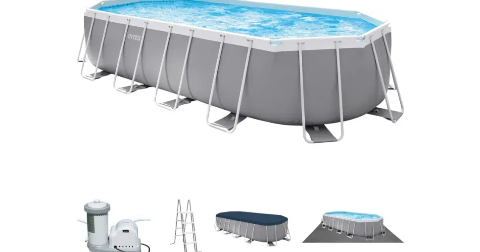 Intex Prism Frame Oval Pool Set 610 x 305 x 122 cm inkl. Filterpumpe 26798