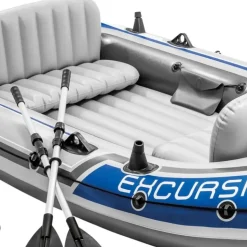 Intex Schlauchboot Excursion 4 Weiß inkl. Pumpe und Alu-Paddel