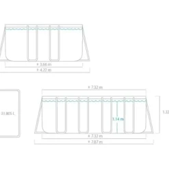 Intex Ultra XTR Frame Pool-Set rechteckig 732 x 366 x 132 cm inkl. Sandfilteranlage
