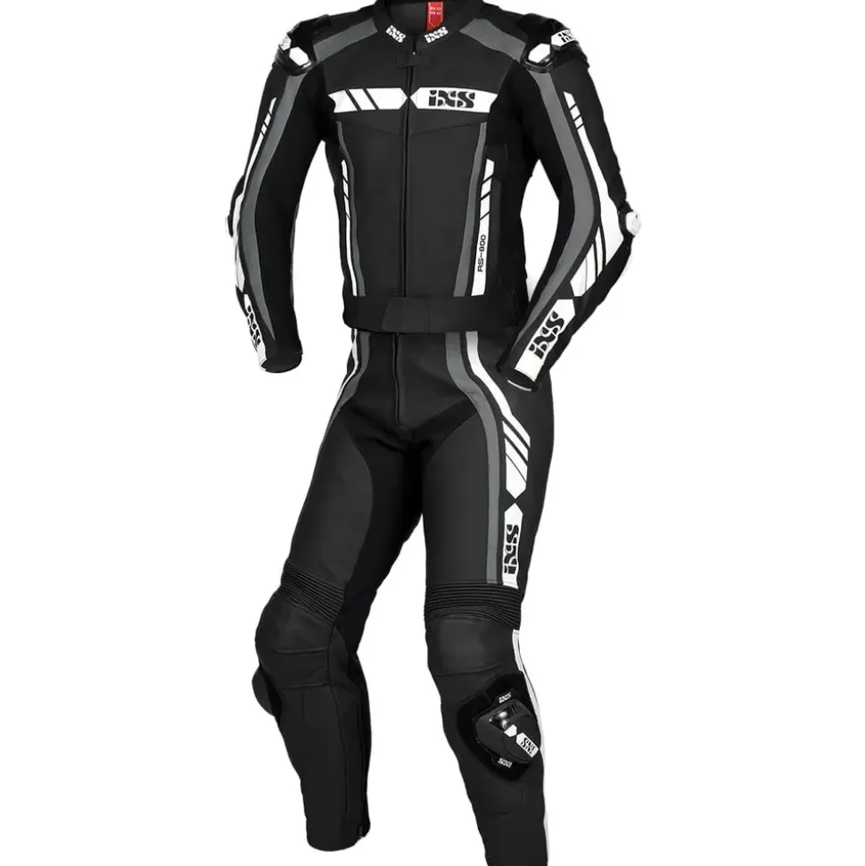 IXS Sport RS-800 1.0, Lederkombi 2tlg. - Schwarz/Grau/Weiß - 98
