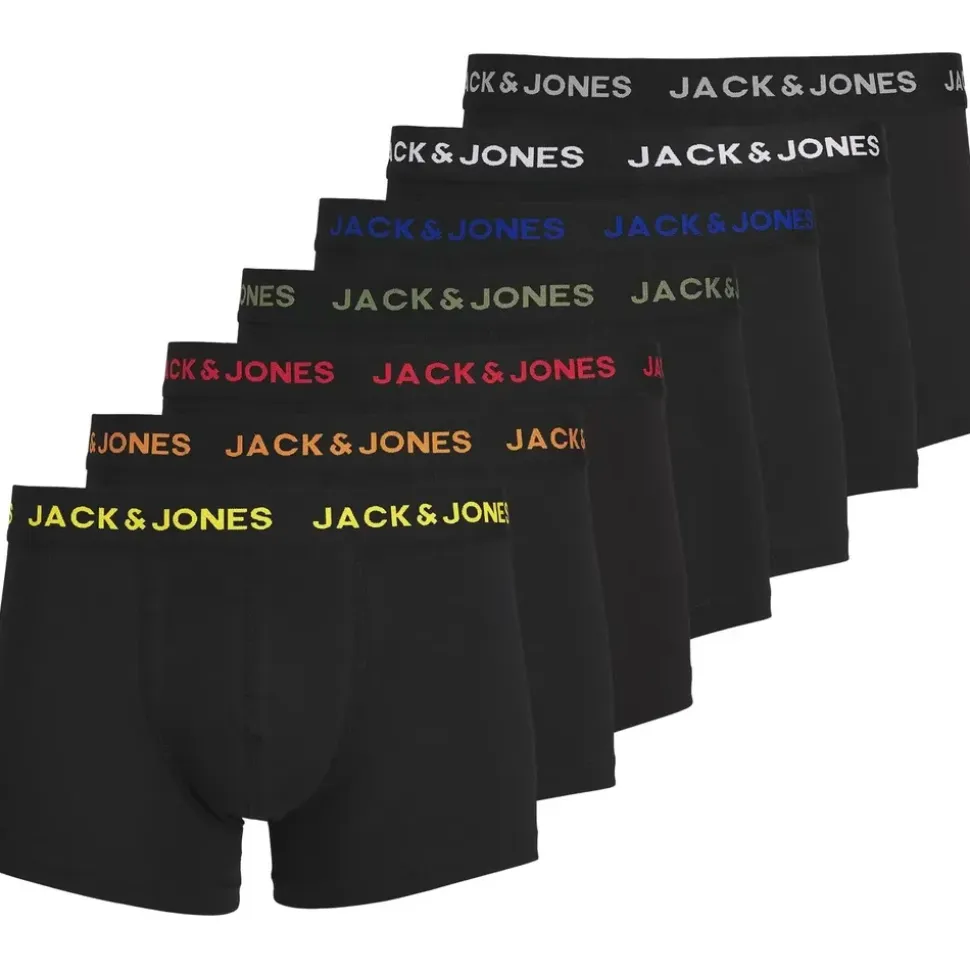 JACK & JONES Basic Boxershorts 7 Einheiten Black / Detail Black / Black S