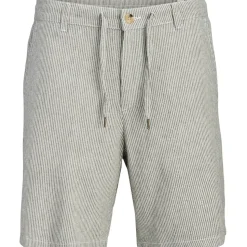 JACK & JONES "JPSTACE MYKONOS LINEN BLEND SHORTS SRT", Herren, Gr. XL, N-Gr, grau (cloud dancer detail:stripe), Web, Obermaterial: 55% Leinen, 45% Viskose, unifarben, regular fit, Hosen Chinoshorts