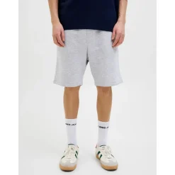 JACK & JONES "JPSTGORDON mit elastischem Bund", Herren, Gr. XS, N-Gr, grau (light grau melange), Web, Obermaterial: 61% Polyester, 39% Baumwolle, meliert, unifarben, slim fit kniefrei, Hosen Sweatshorts, unifarben, modisch, regular fit, Webstoff