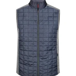 James & Nicholson Hybrid Strickfleece Gilet Light Melange/Anthracite Melange L