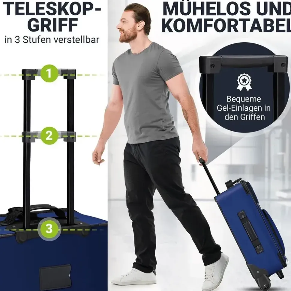 Juskys Athen Koffer-Set 5-tlg. blau
