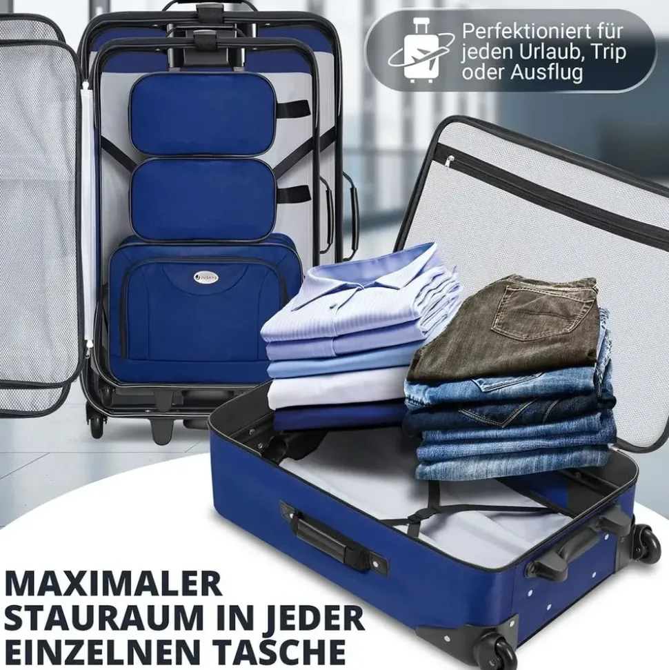Juskys Athen Koffer-Set 5-tlg. blau