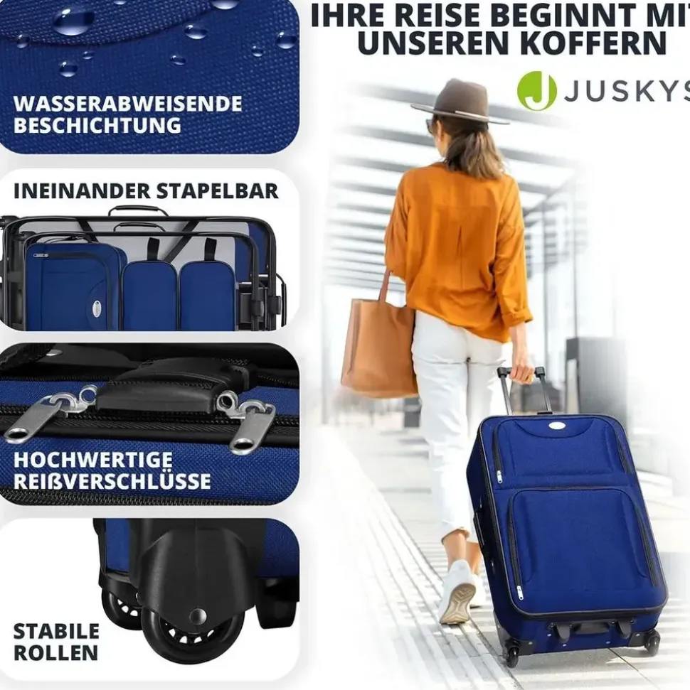 Juskys Athen Koffer-Set 5-tlg. blau
