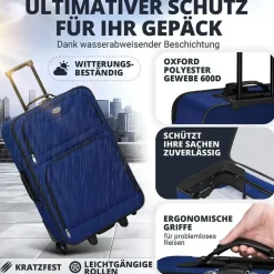 Juskys Athen Koffer-Set 5-tlg. blau